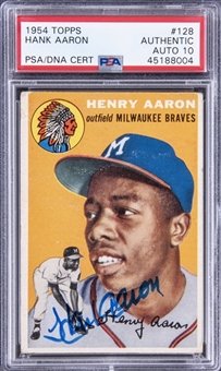 1954 Topps #128 Hank Aaron Signed Rookie Card – PSA/DNA "10" Signature!